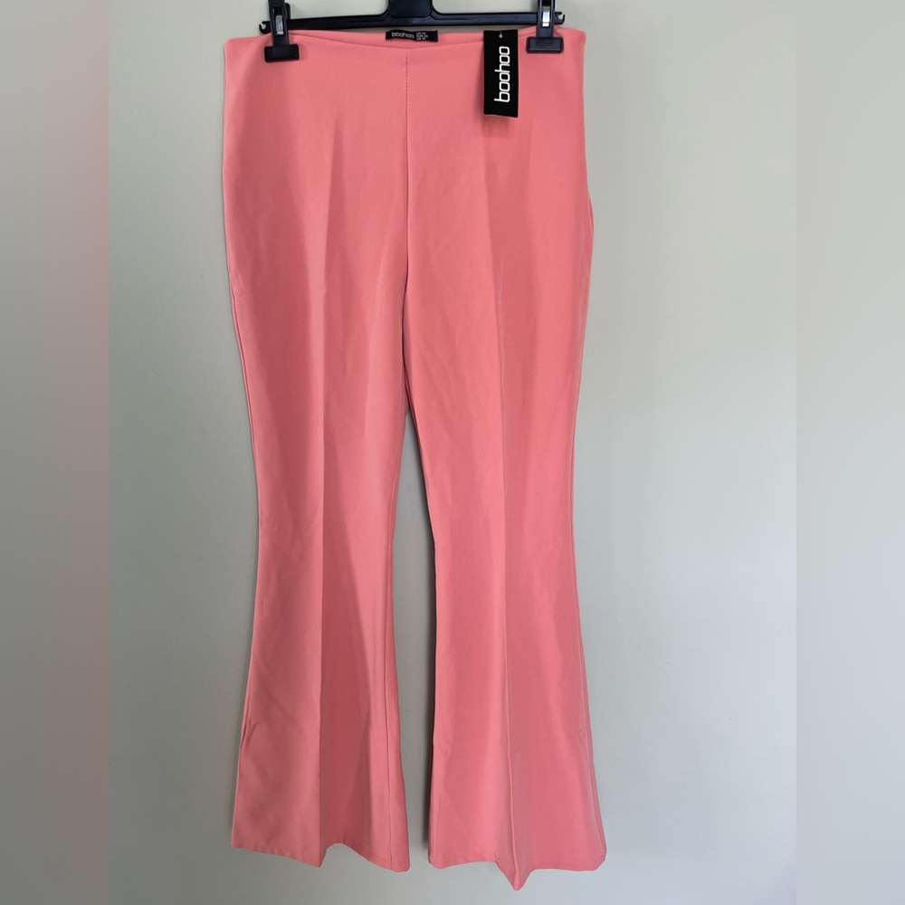Boohoo Tailored Fit & Flare Trousers, Size 10, Color Coral